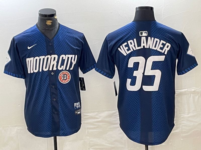 Men Detroit Tigers #35 Verlander Blue City Edition Nike 2024 MLB Jersey style 6